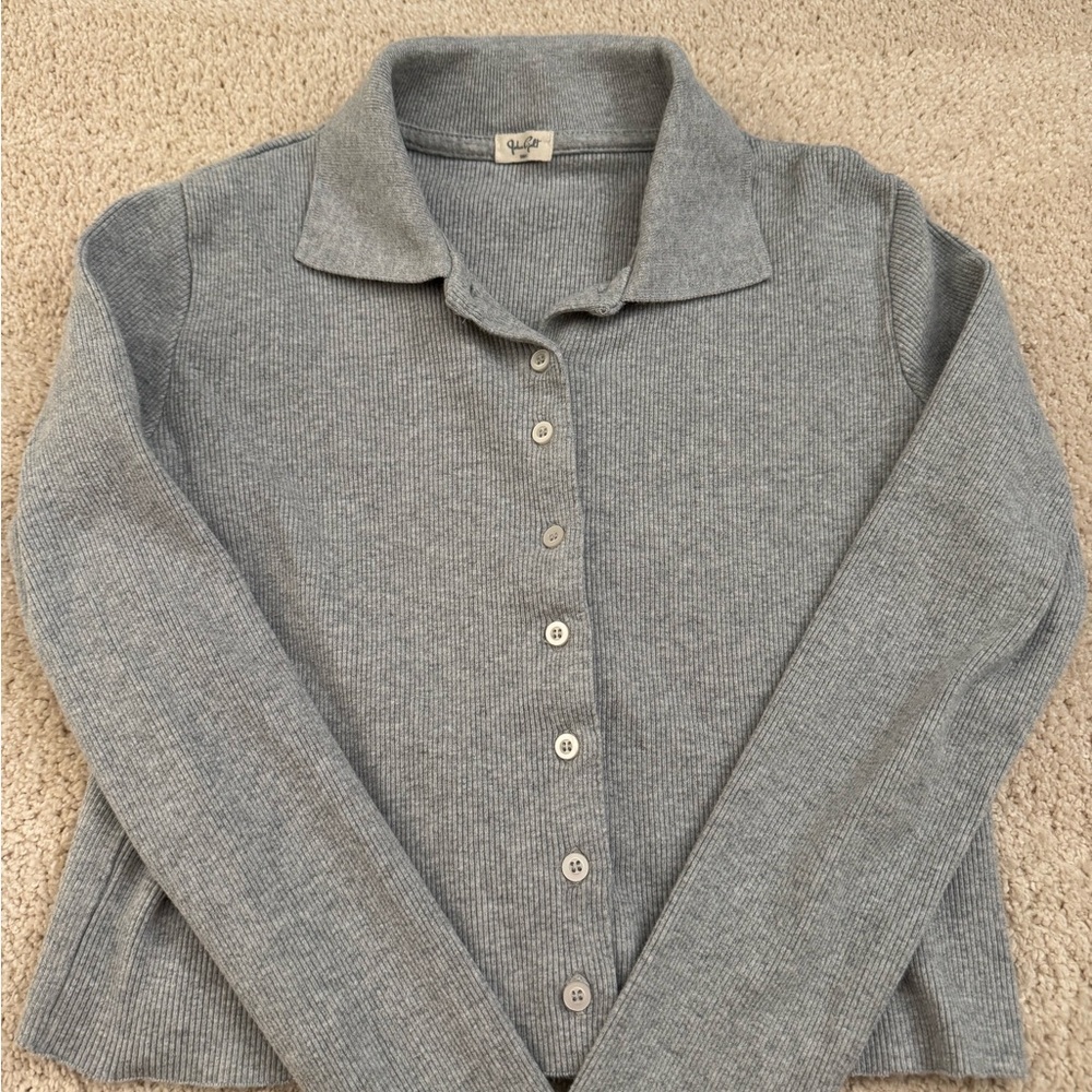 Brandy Melville Light Gray Button-Down Sweater